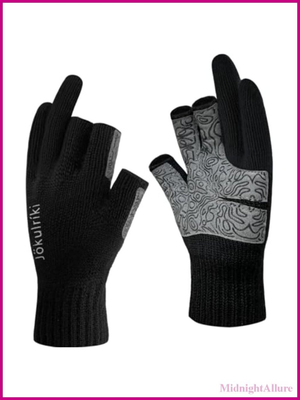 Merino Wool 3-Cut Fingerless Gloves Anti-Slip Palm Warm Winter